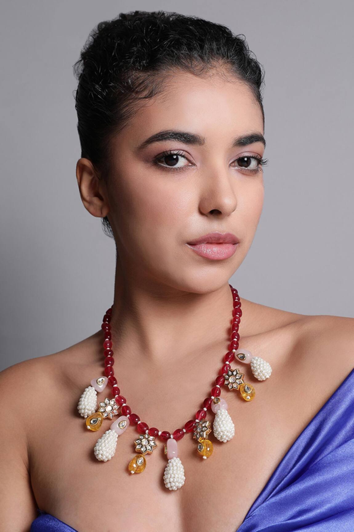 Xago Le Chryses Onyx & Kundan Embellished Necklace 