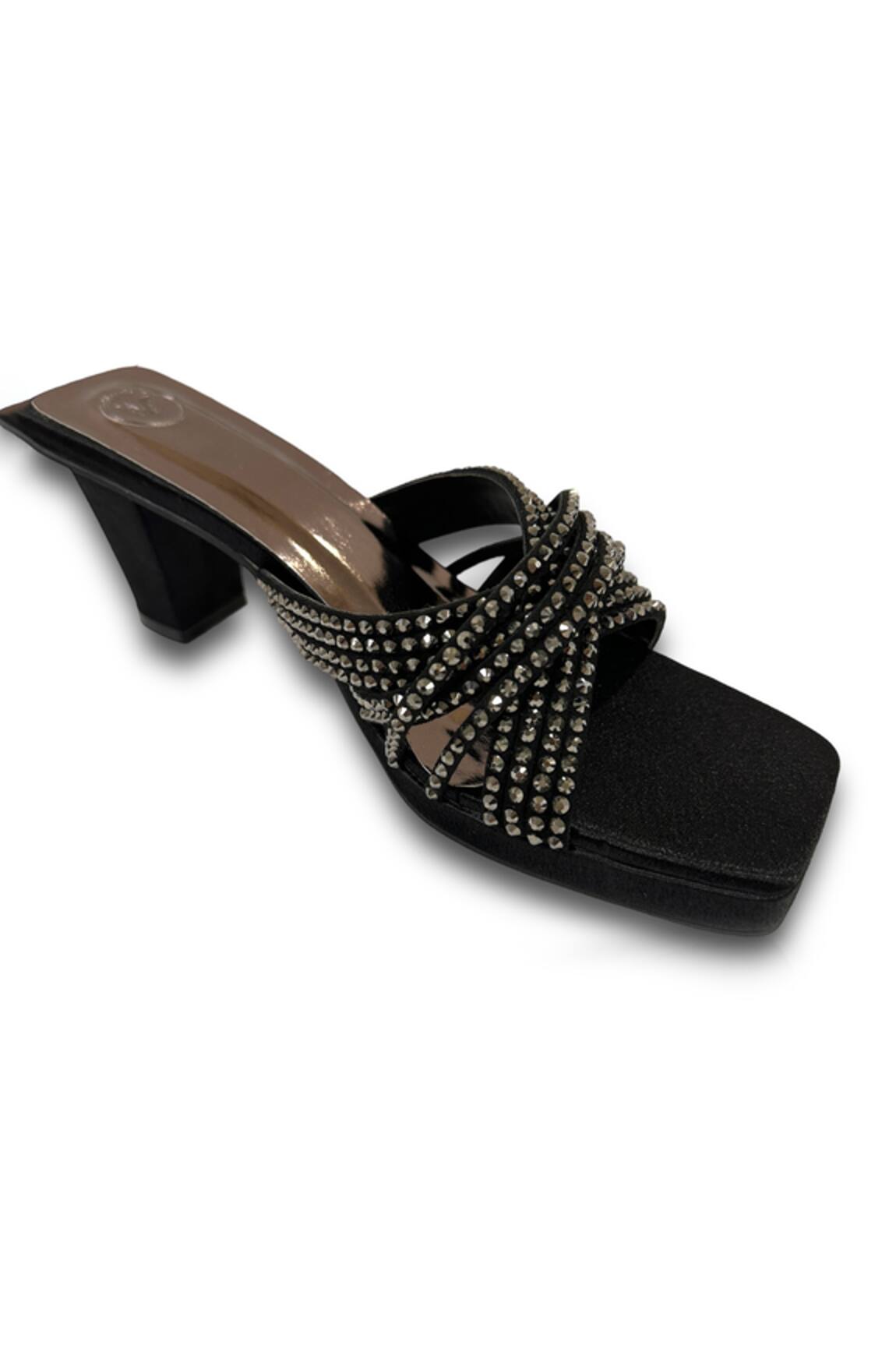 Sana K luxurious Footwear Julle Metallic Studded Heels