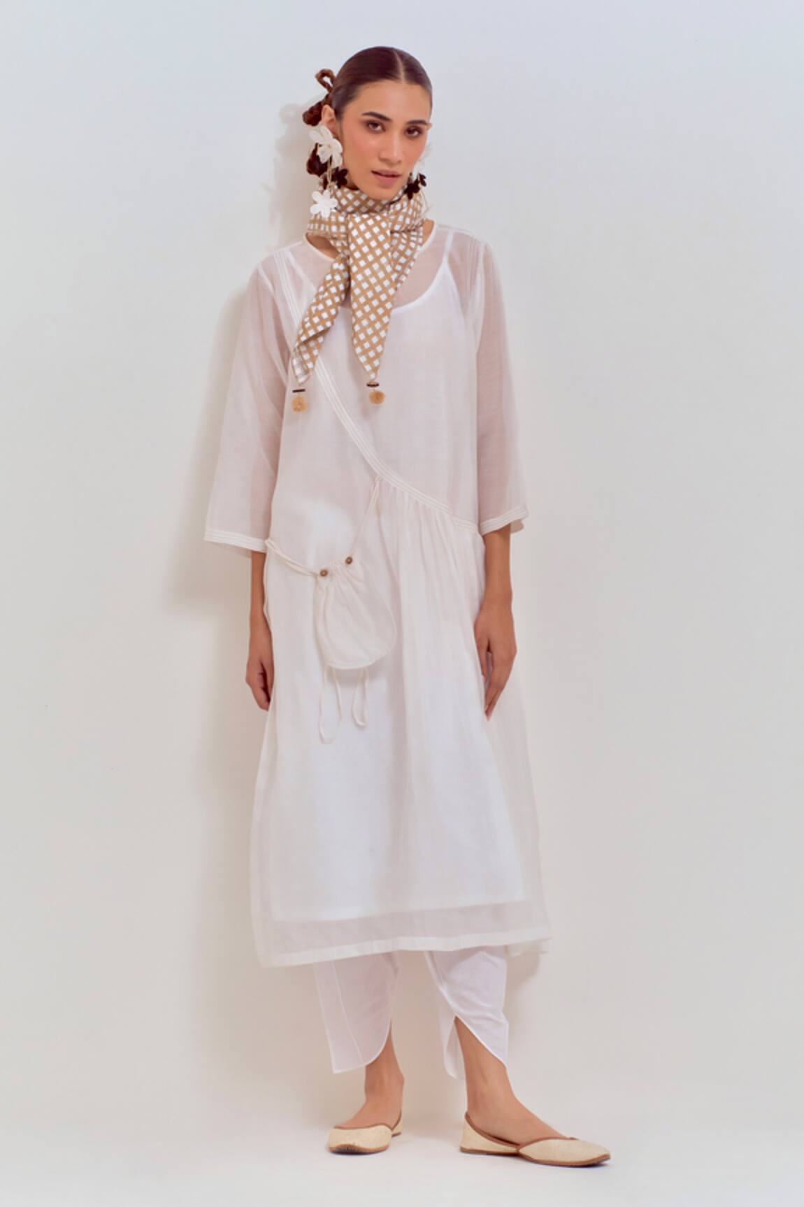 Shikha Malik Front Gather Kurta Striped Dhoti Pant