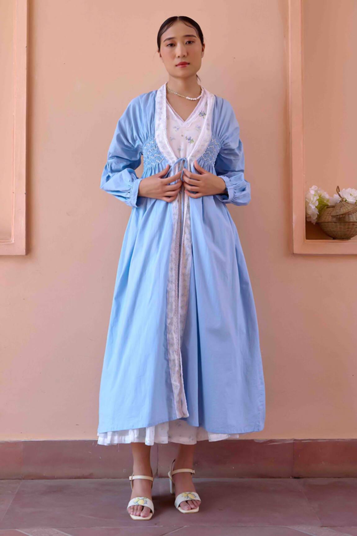 OurDve Ruched Jacket With Floral Print Dress