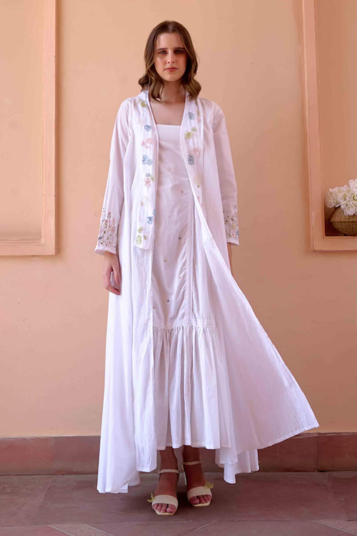 OurDve Betty Asymmetric Applique Jacket With Dress