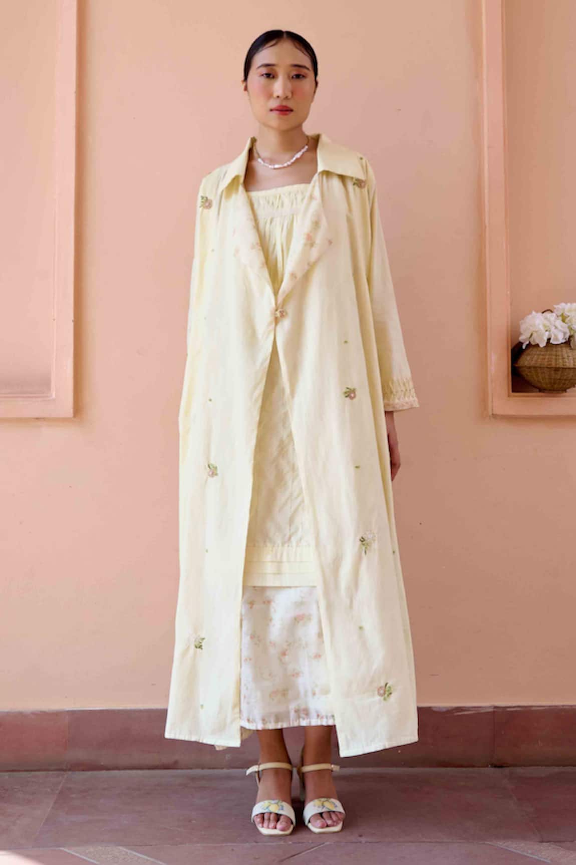 OurDve Clara Applique Embroidered Jacket With Strappy Dress