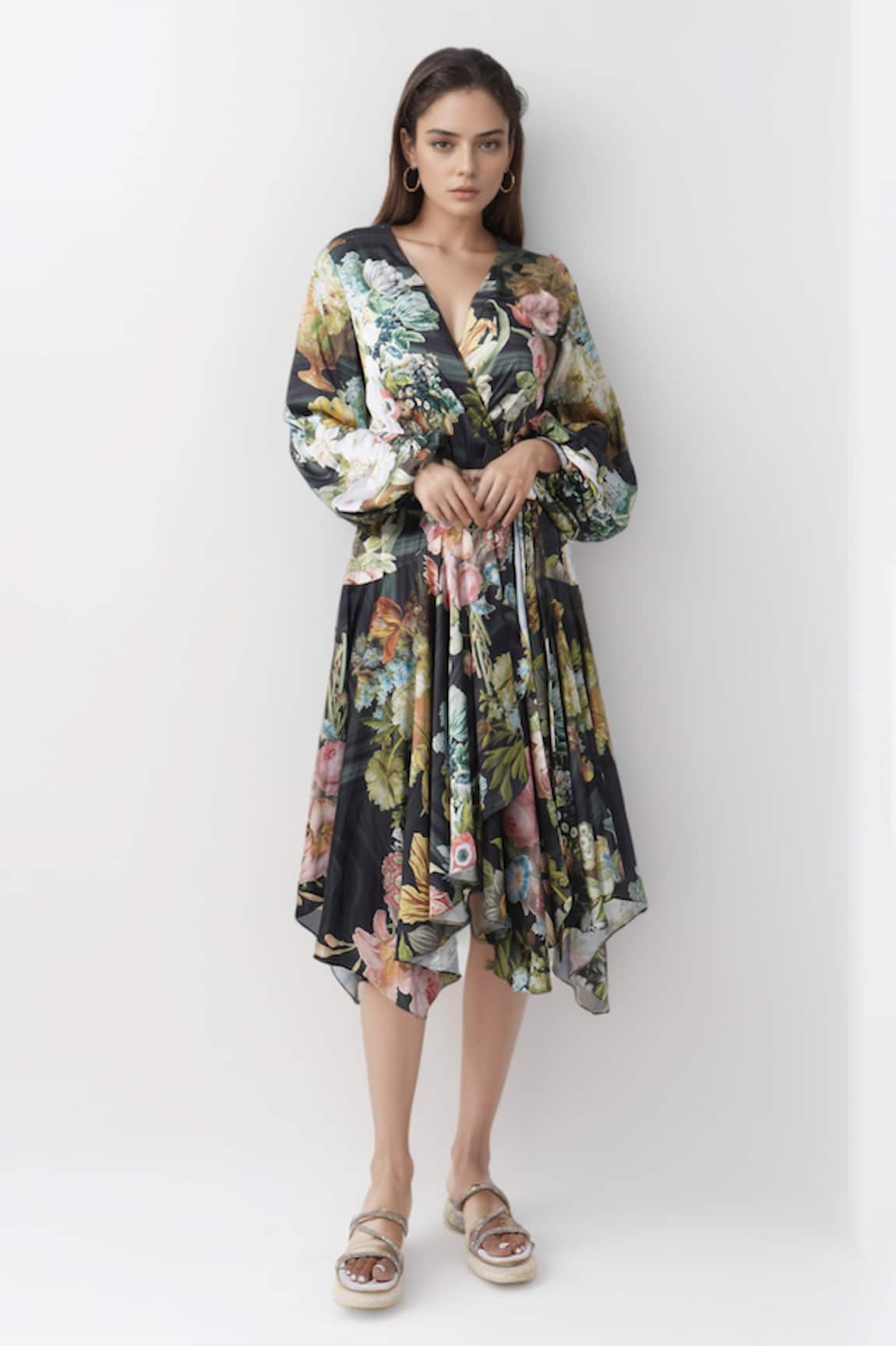 Pankaj & Nidhi Floral Print Handkerchief Dress