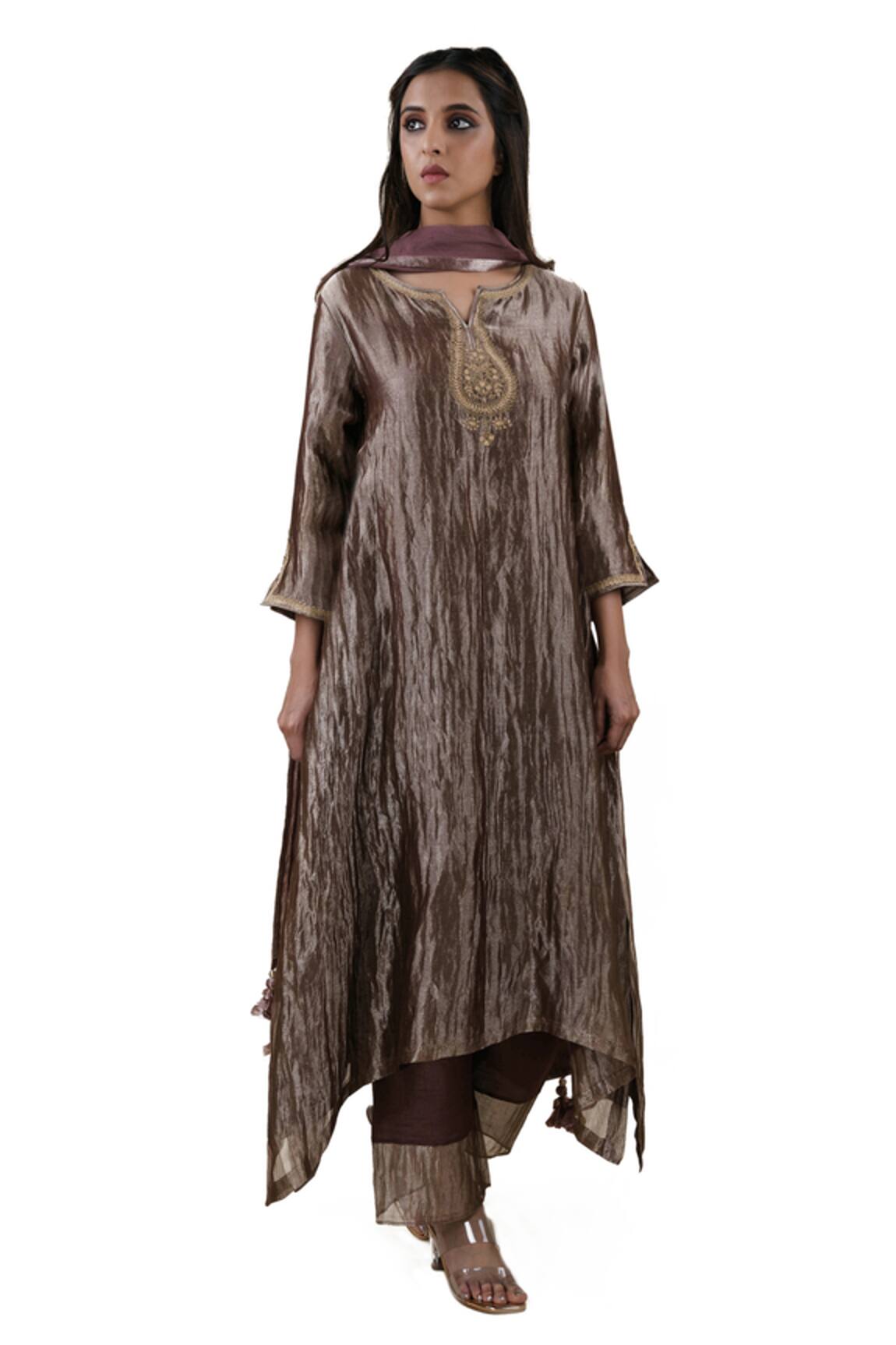Bhavik Shah Hand Embroidered A-Line Kurta Set 