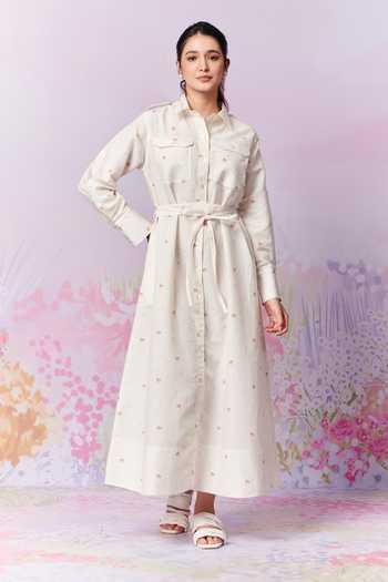 Moh India French Country Floral Print Shirt Dress 