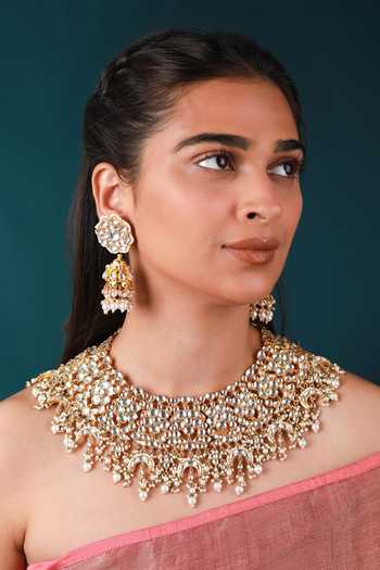 Riana Jewellery Guldasta Jadau Kundan & Pearl Bridal Necklace Set 