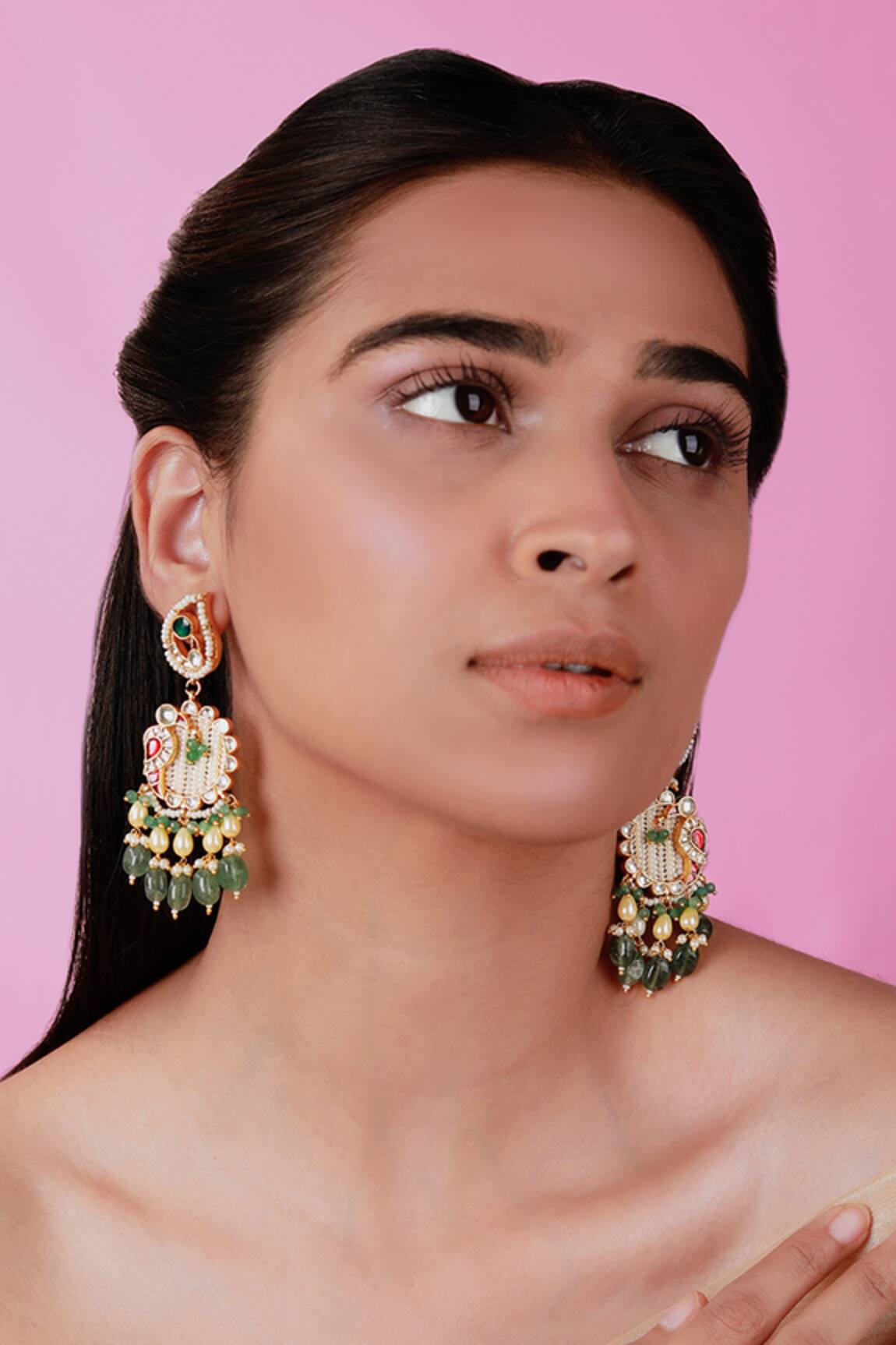 Riana Jewellery Peacock Carved Pendant Choker Set 