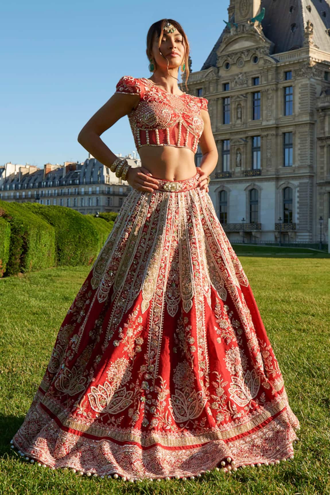 Jigar & Nikita Lotus Zardozi Embroidered Bridal Lehenga Set