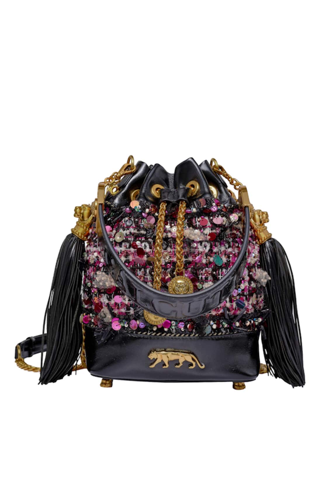 Sabyasachi Pink Embroidered Bucket Bag 