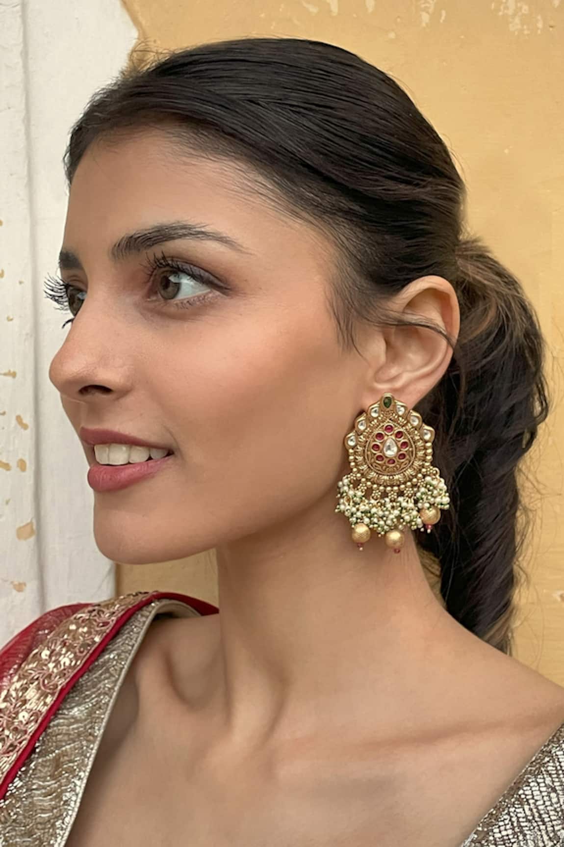 Saga Jewels Rajwadi Carved Earrings 