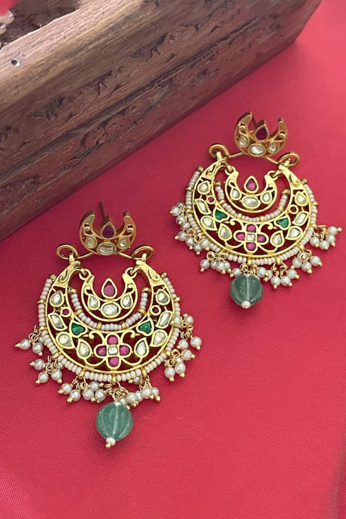 Saga Jewels Jadau Polki Embellished Chandbalis 