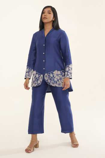 Origani Flowerbed Applique Shirt With Pant