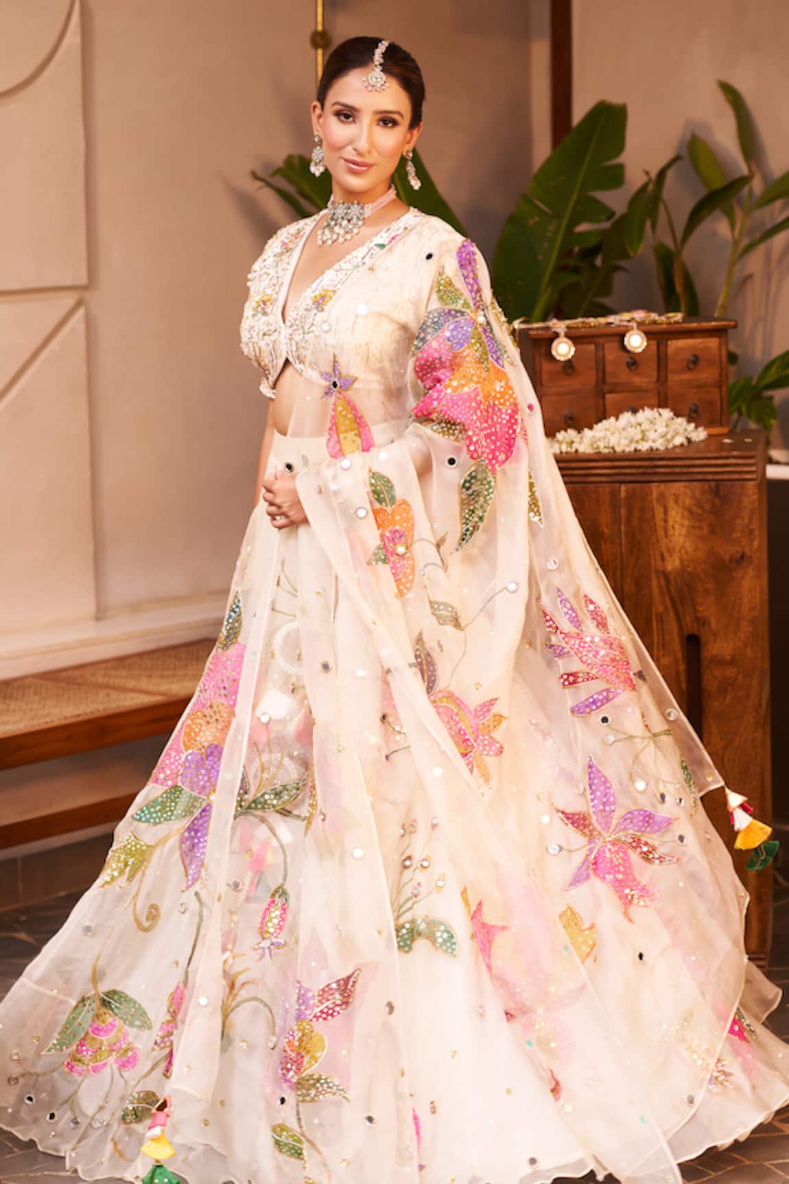 Swish By Dolcy And Simran Maya Floral Hand Painted Lehenga Set