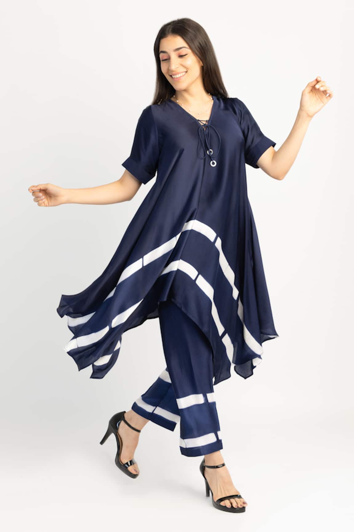 Myst Designs Striped Tie-Dye Tunic With Pant