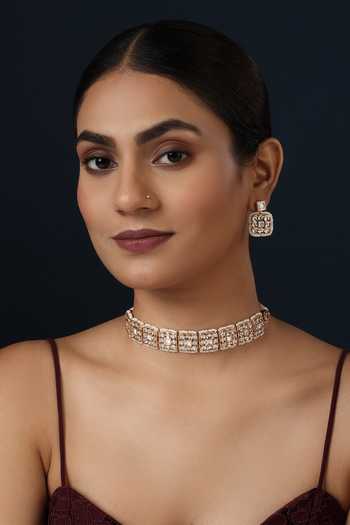 Minaki Polki Studded Square Choker Set 