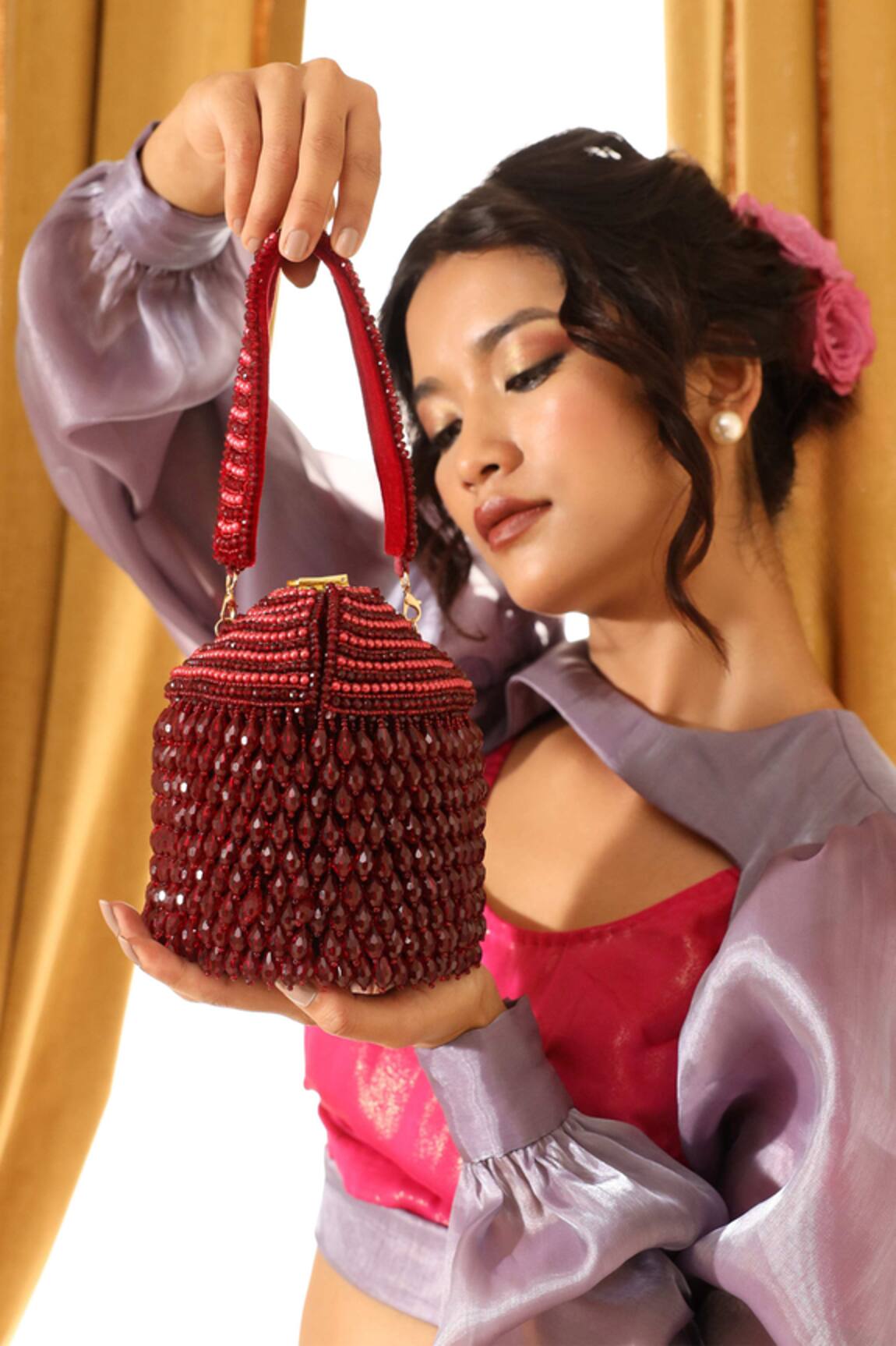 THE TAN CLAN Emma Round Embellished Potli 