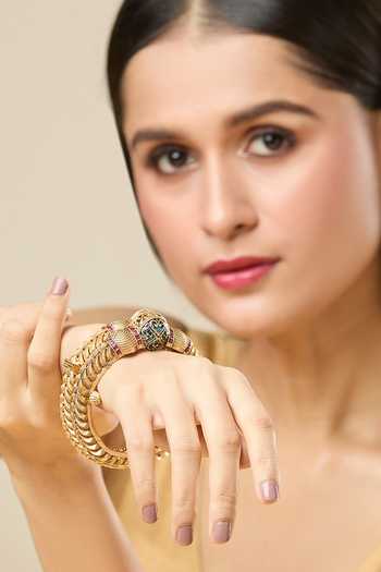 Nazaakat By Samara Singh Stone Studded Jadau Bangles-Set of 2 