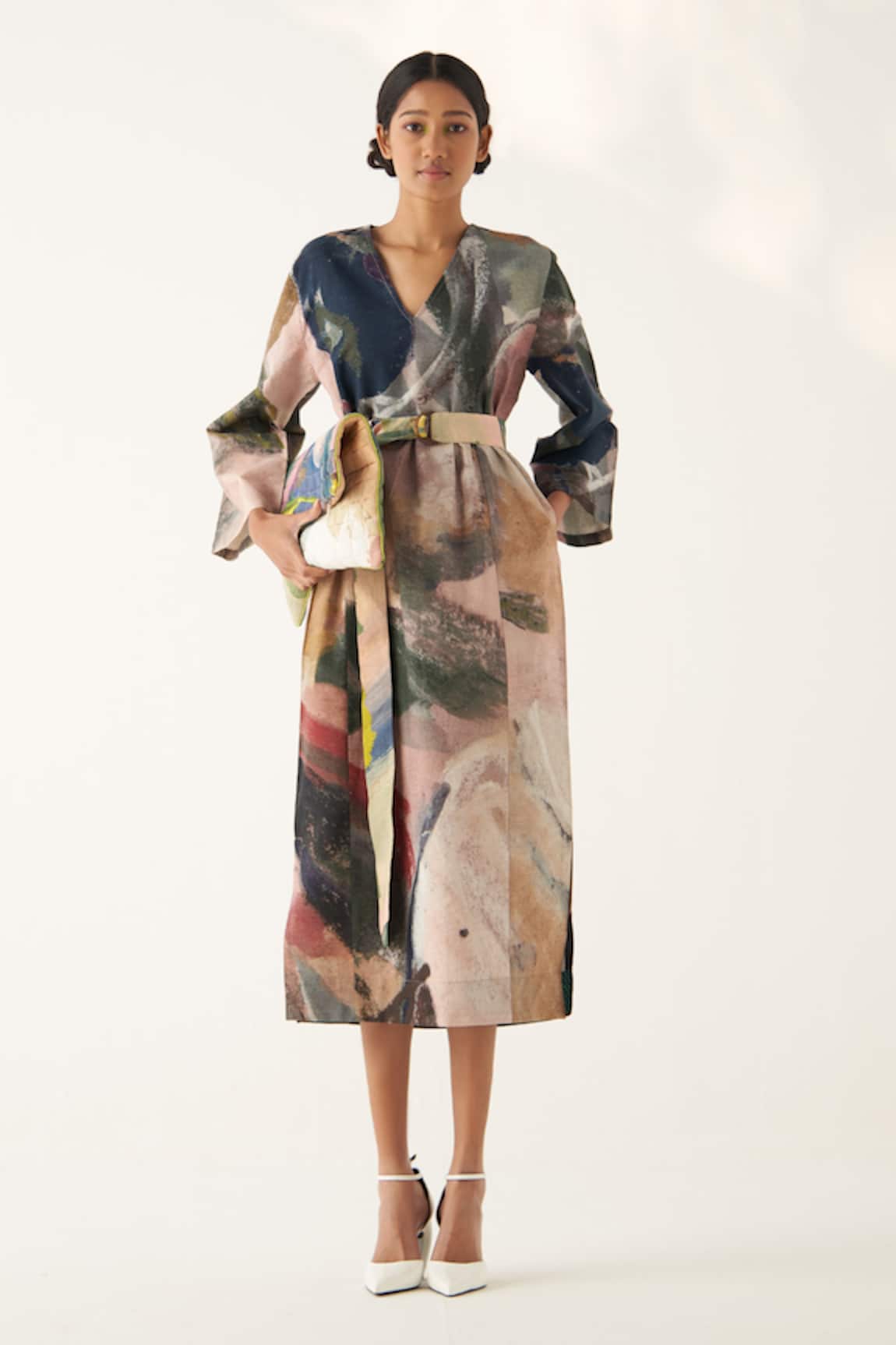Ofrida Wallflower Abstract Hand Painted Gathered Dress 