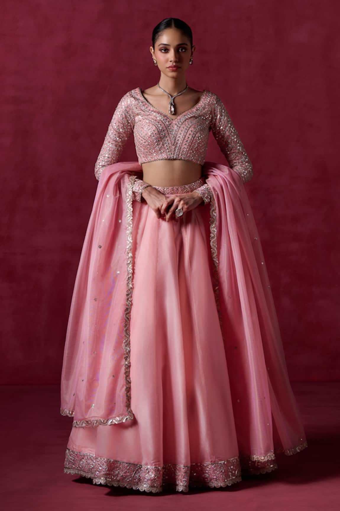 Lashkaraa Embroidered Sleeve Blouse Lehenga Set 