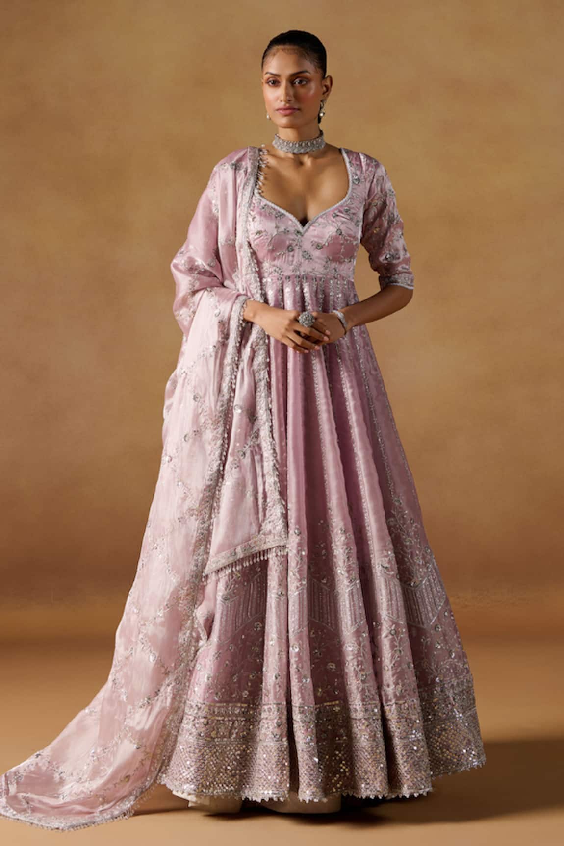 Lashkaraa Floral Pattern Embroidered Anarkali Set 