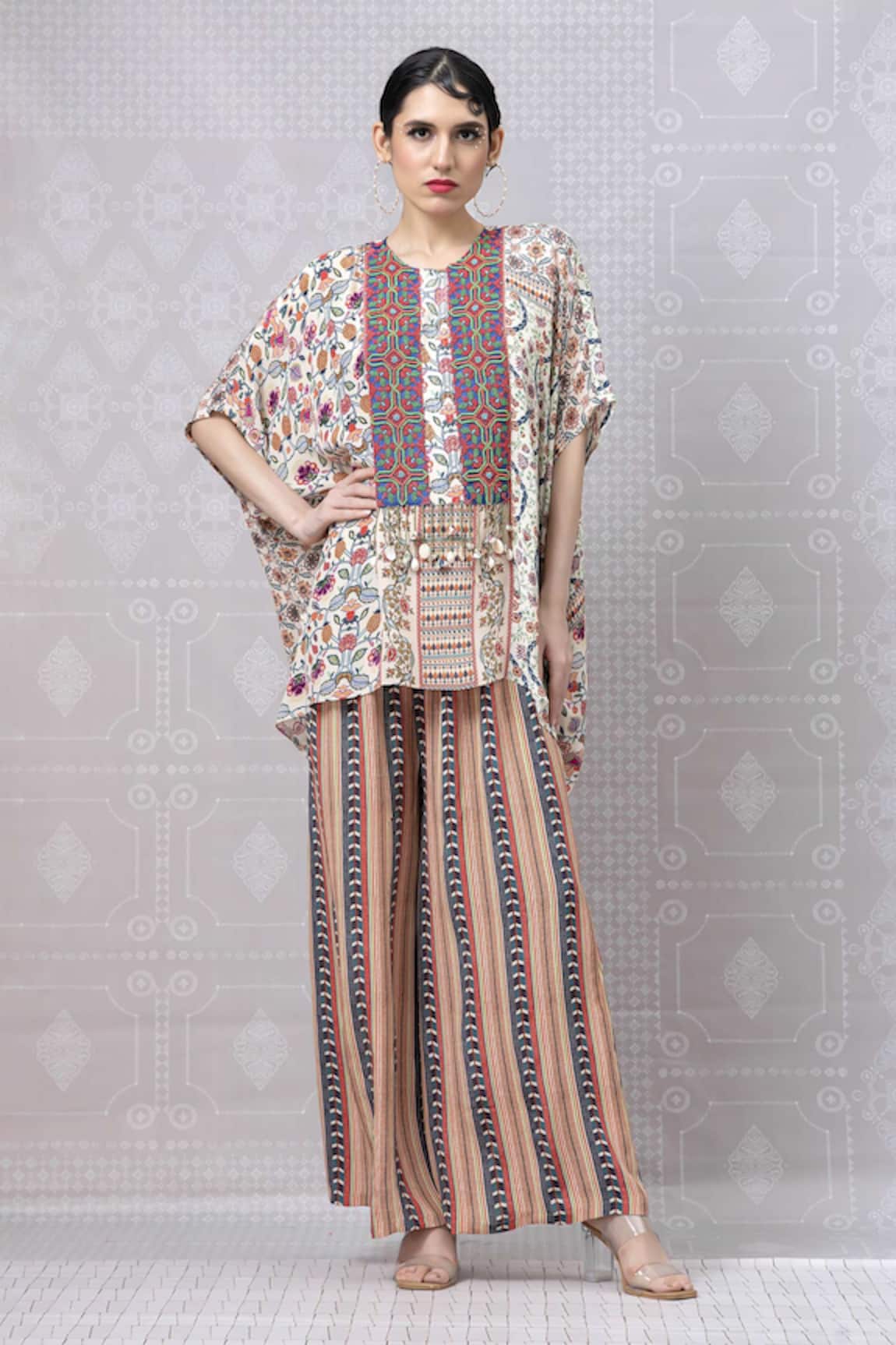 Niki Mahajan Beads Embroidered Short Kurta With Pant