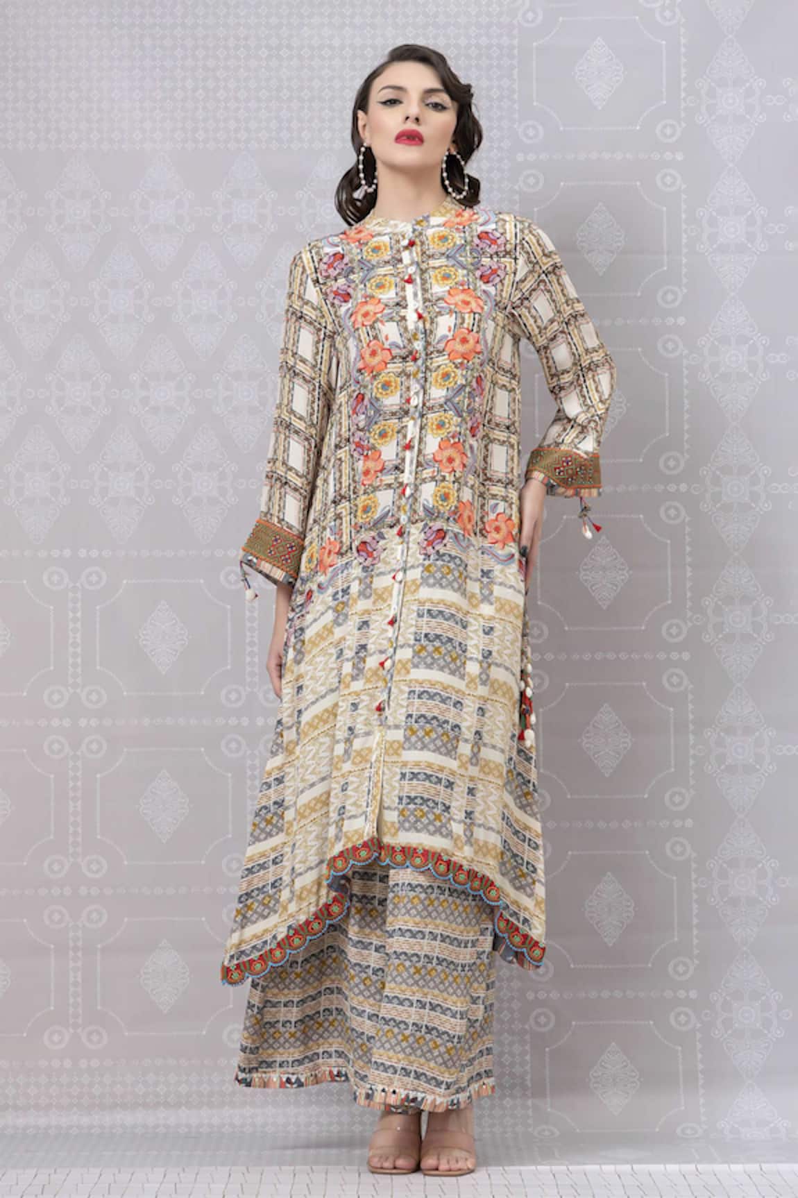 Niki Mahajan Abstract Floral Print Kurta With Pant