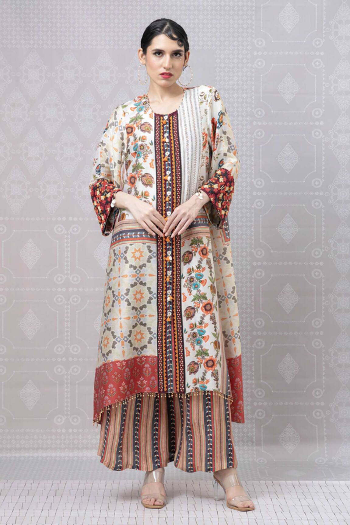 Niki Mahajan Botanic Print A-line Kurta With Pant