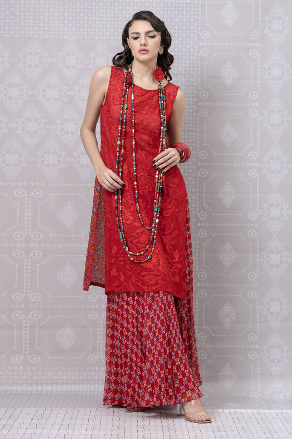 Niki Mahajan Floral Lace Work Kurta With Pant