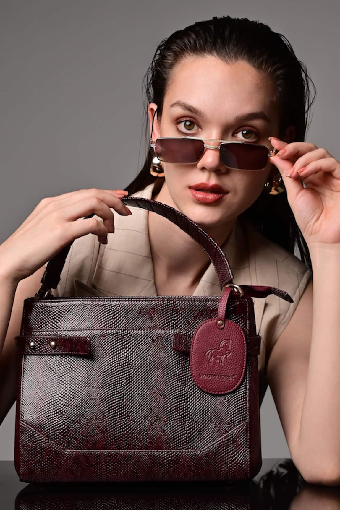 Wagon Horse Medusa Croco Pattern Bag 