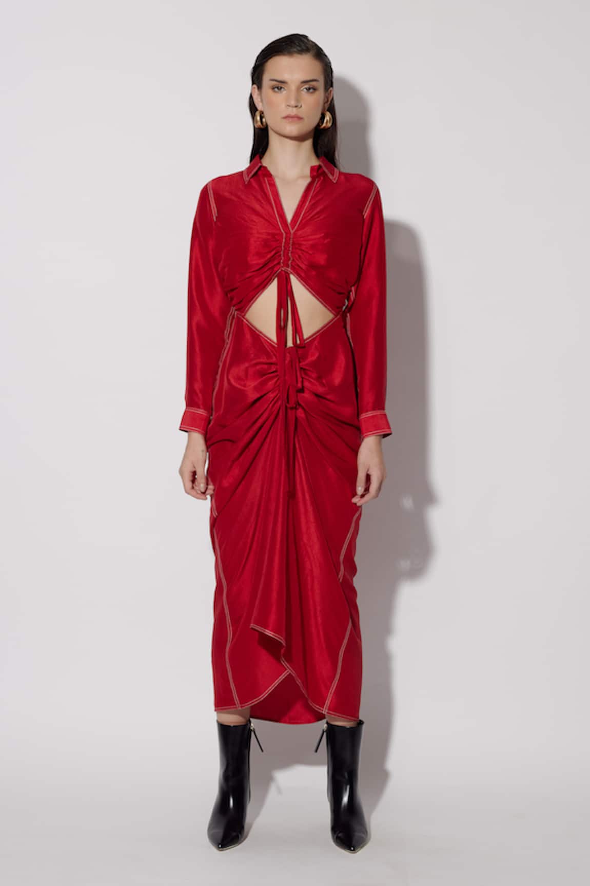 TWINKLE HANSPAL Blake Draped Shirt Dress 