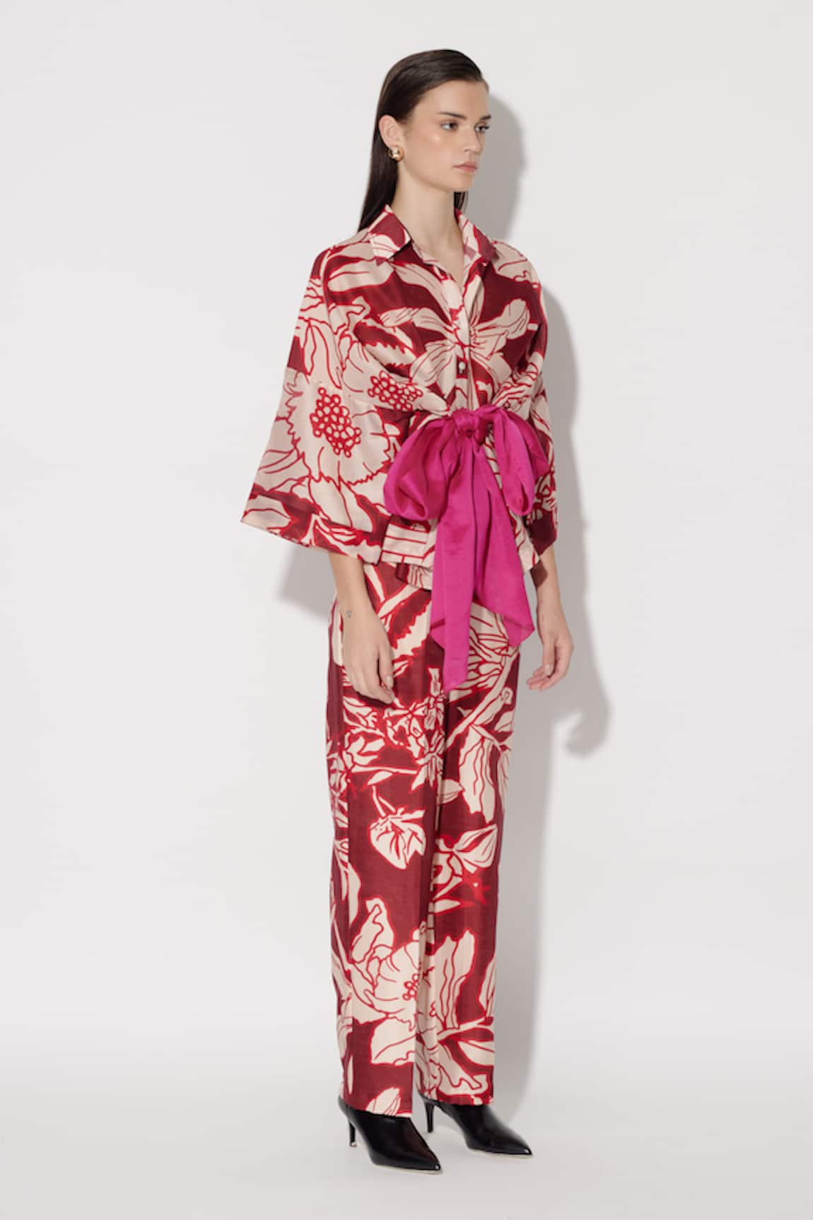 TWINKLE HANSPAL Iris Mangnolia Print Shirt With Pant 