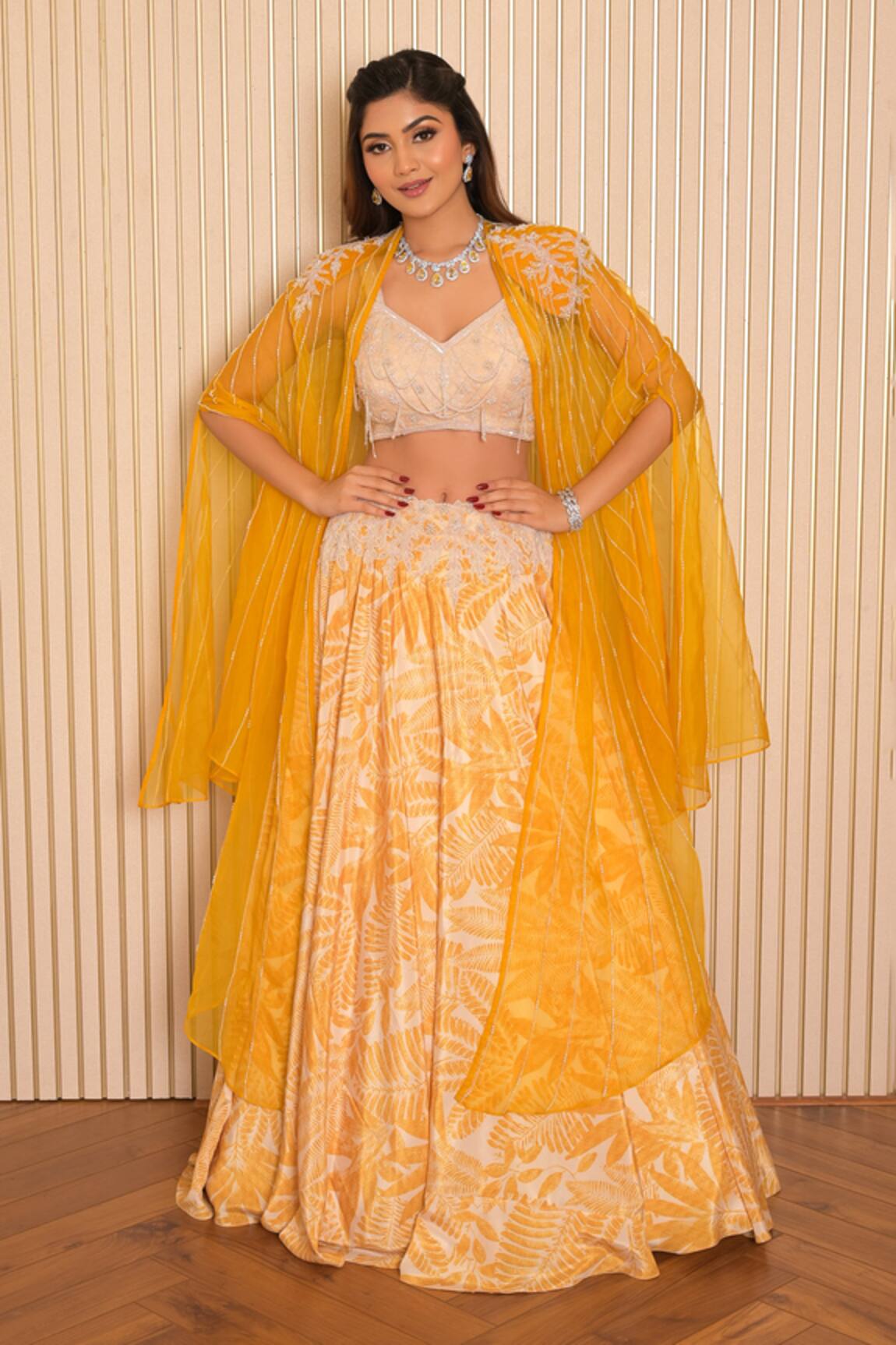 Vridhi Somaani Yaffira Tropical Print Lehenga & Cape Set 