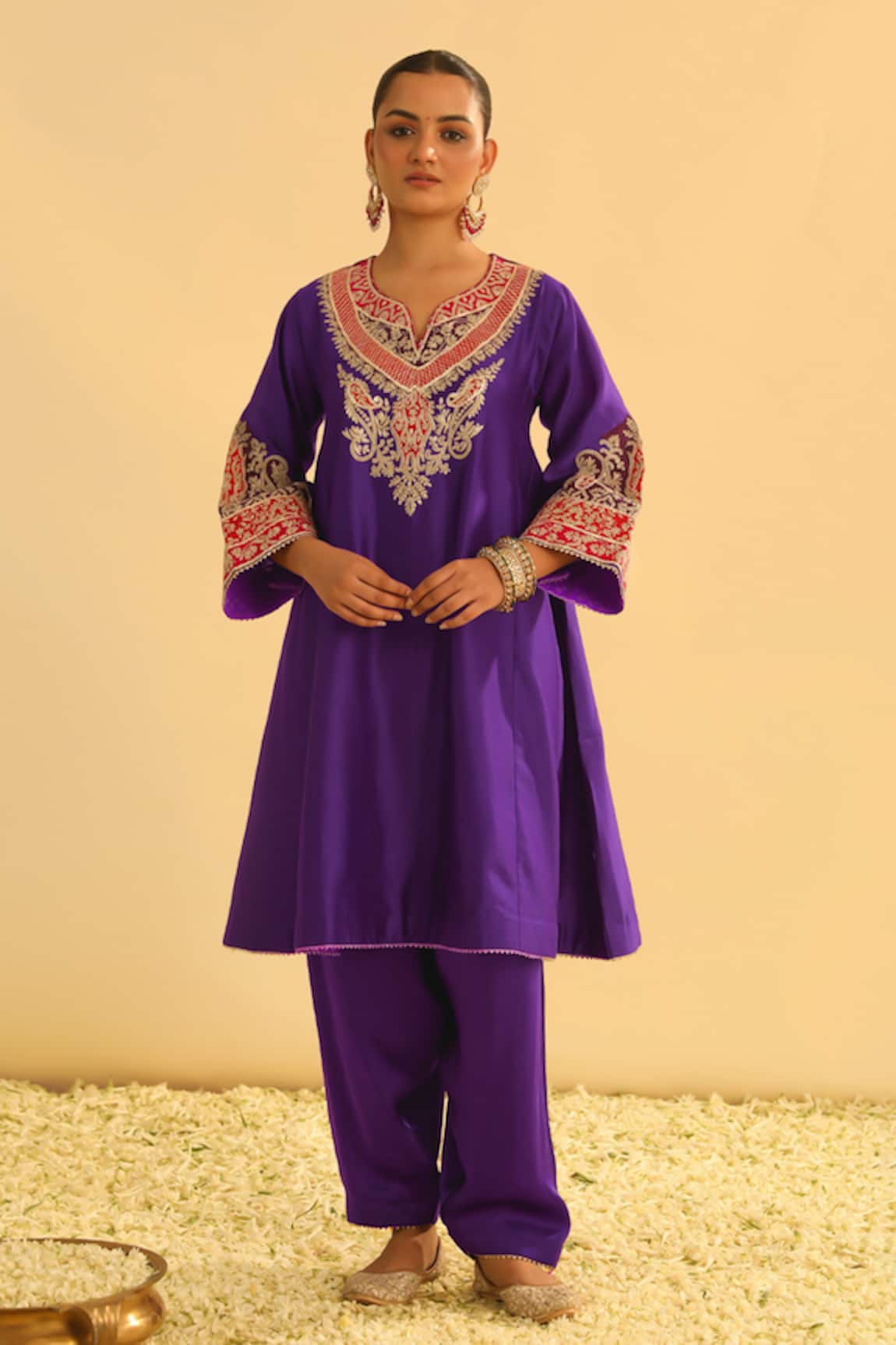 Sheetal Batra Mehrish Kashmiri Tilla Embroidered Kalidar Kurta & Pant Set