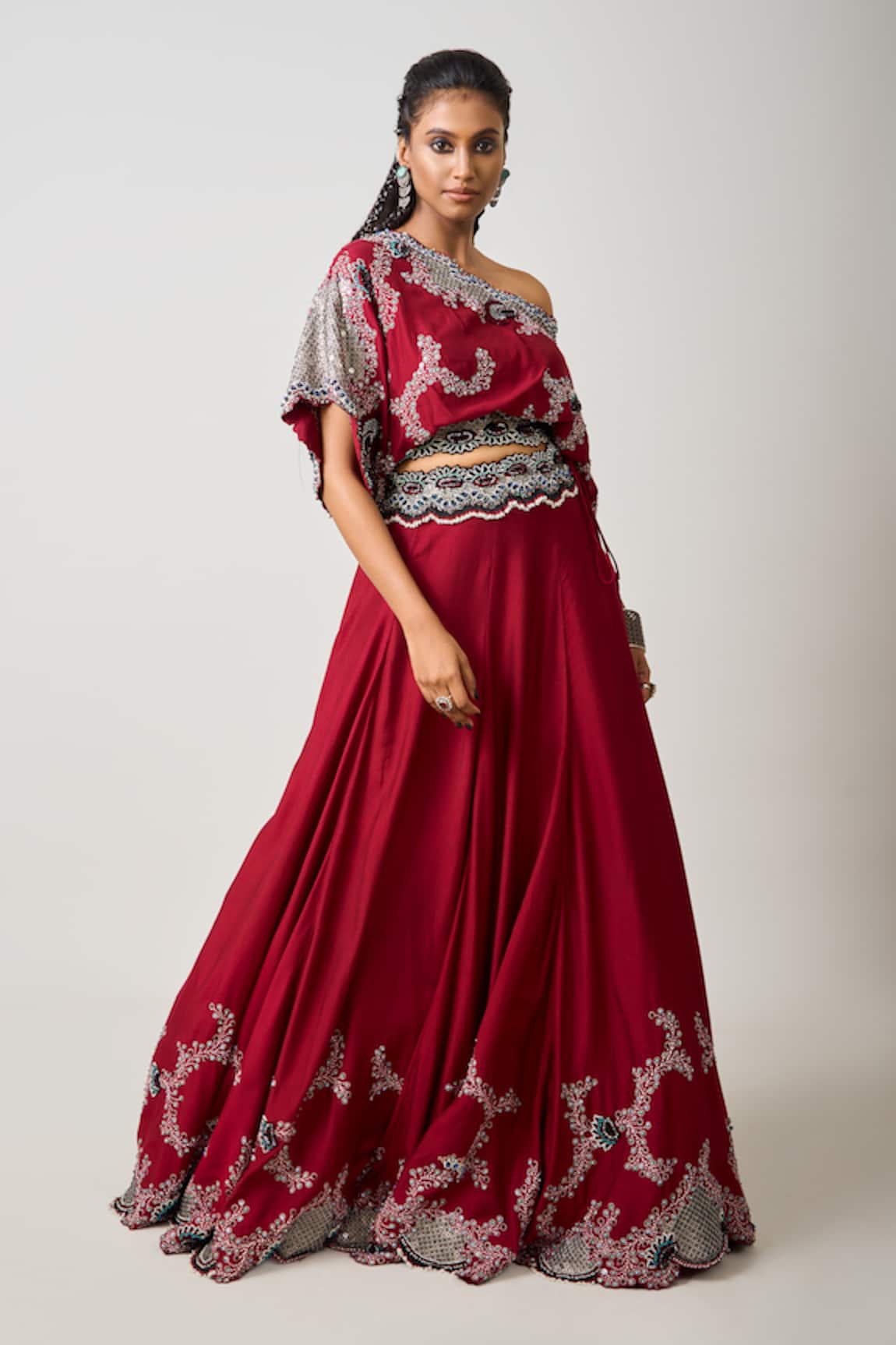 Nupur Kanoi Bloom Crest Vine Embroidered Top With Lehenga 