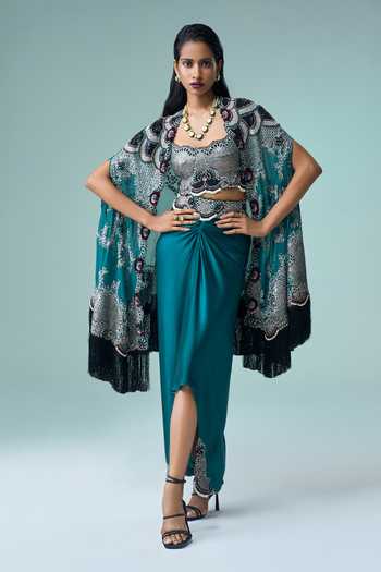 Nupur Kanoi Bahar Embroidered Cape Pick Up Skirt Set 