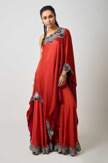 Nupur Kanoi Embellished Layered Asymmetric Cape With Gharara 