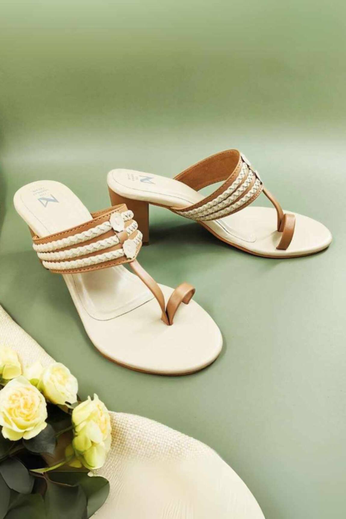 The Madras Trunk Colorblock Strap Woven Kolhapuri Heels
