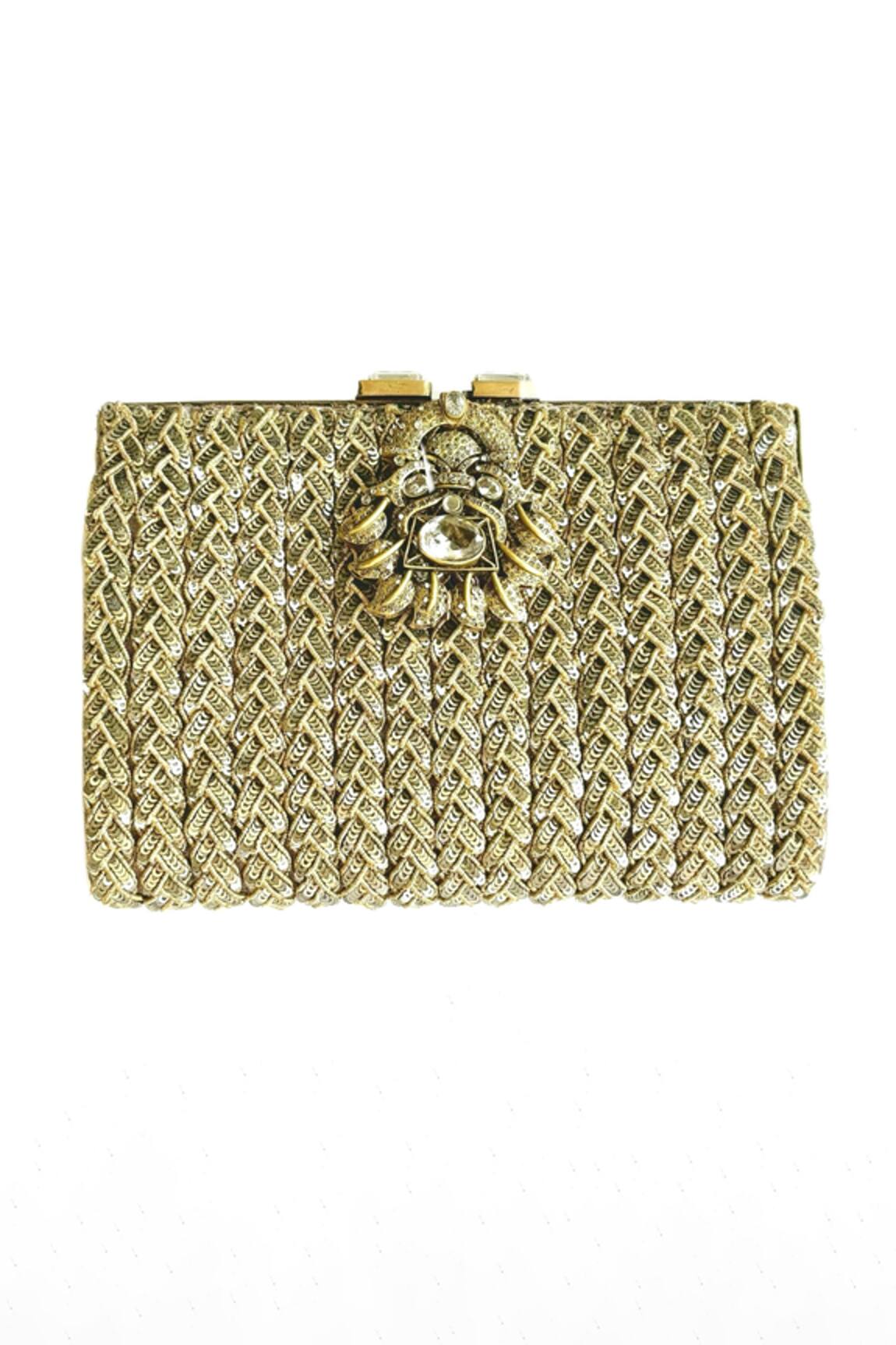 Kokommo Tresse Metallic Sequin & Zardosi Embellished Clutch