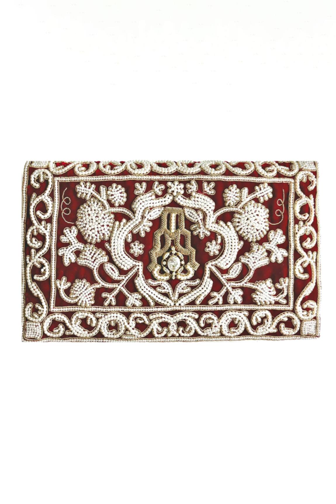 Kokommo Adelina Bloom Zardosi & Pearl Work Clutch