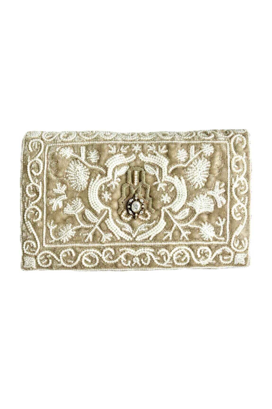 Kokommo Adelina Blossom Zardosi & Pearl Work Clutch