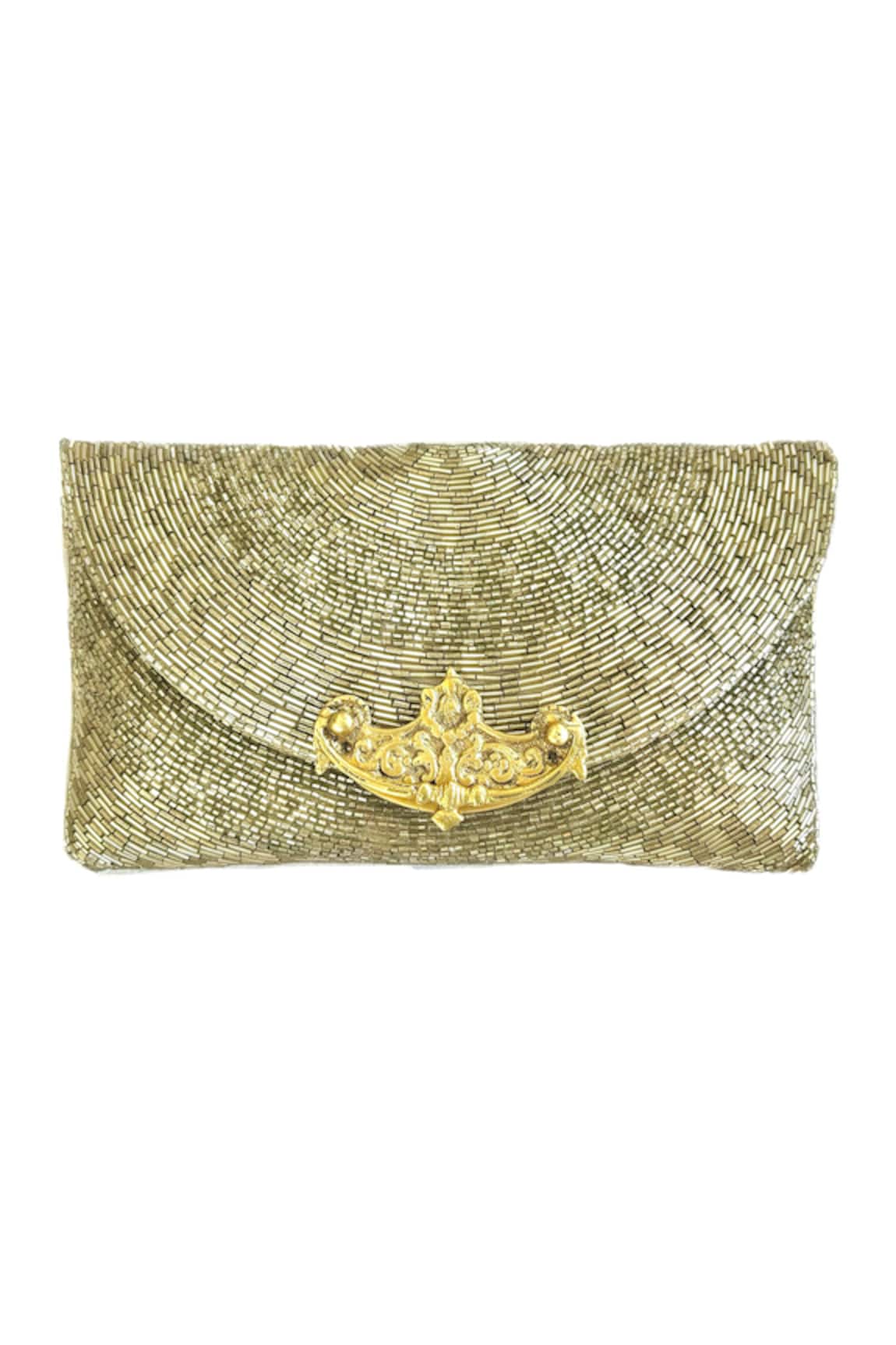 Kokommo Demilune Cutdana Swirl Embroidered Clutch