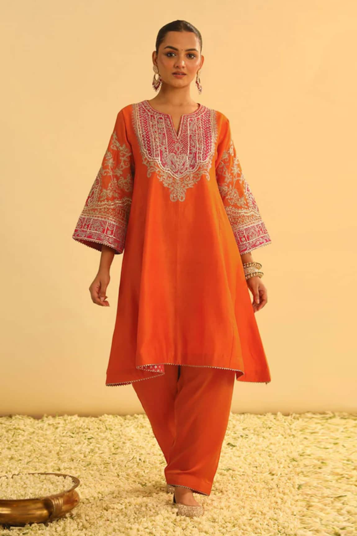 Sheetal Batra Mohsina Paisley Embroidered Kalidar Kurta & Pant Set