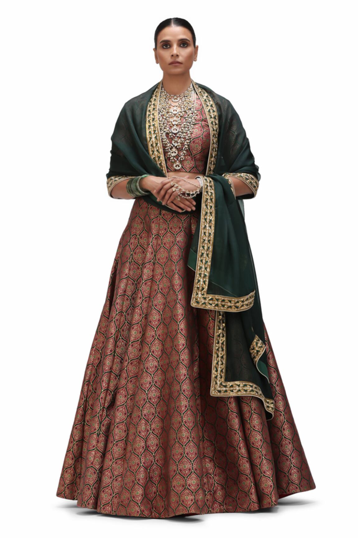 Mimamsaa Warhi Zameen & Alfi Motif Woven Brocade Lehenga Set 