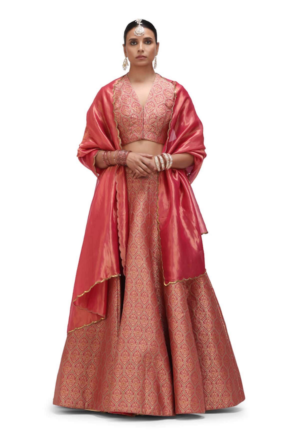 Mimamsaa Soma Zameen & Alfi Motif Woven Brocade Lehenga Set 