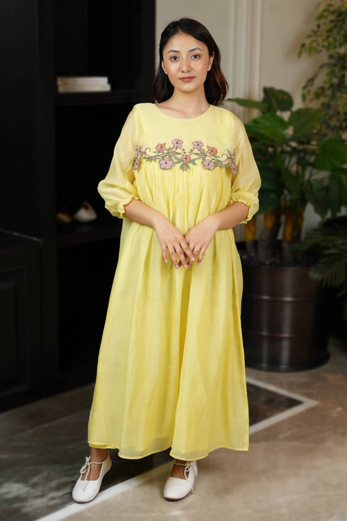 KKANYAAH Botanical Bliss A-Line Dress 