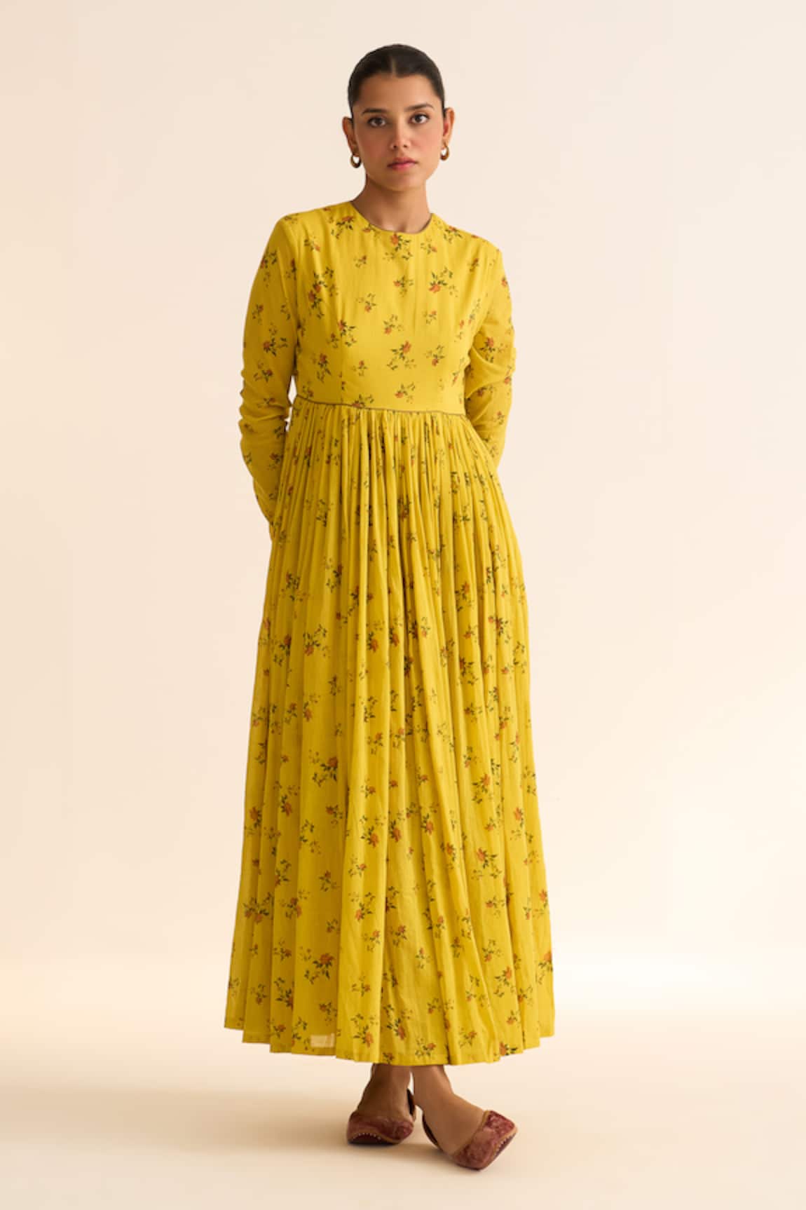 Dot Chintz Floral Print Ghoomar Anarkali & Pant Set 