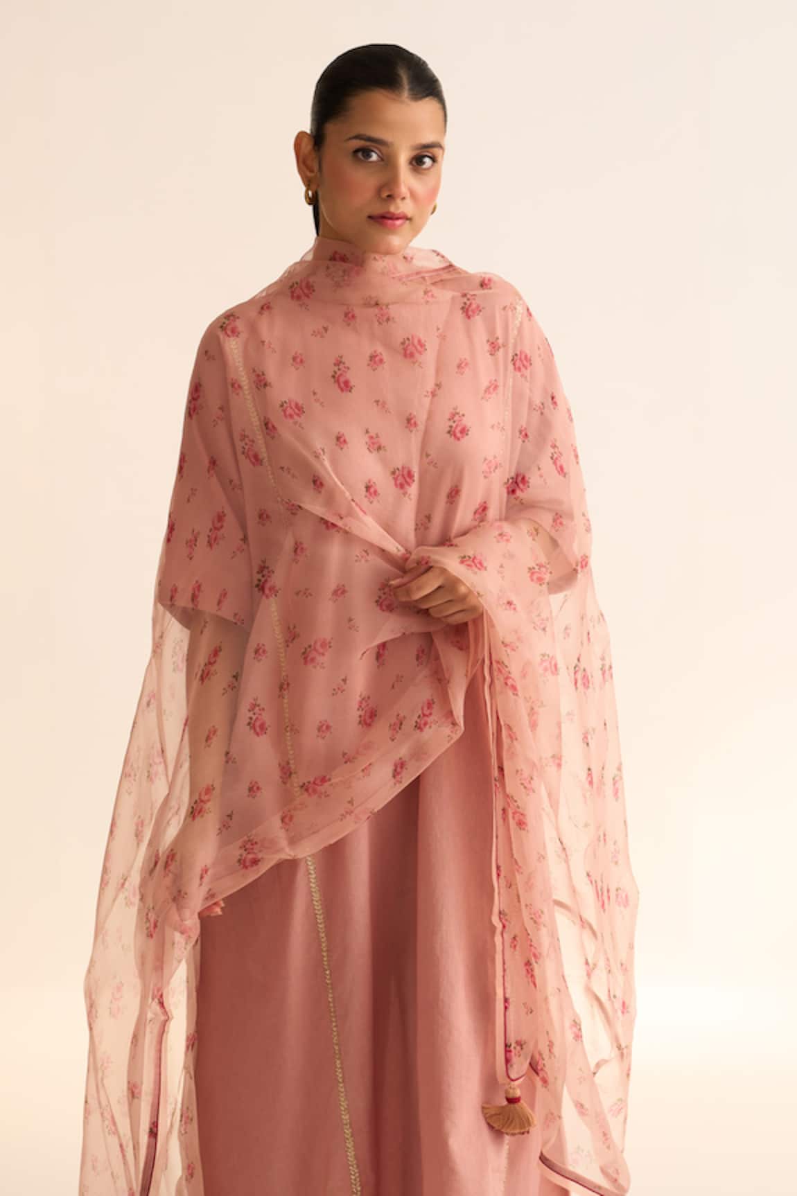 Dot Rose Print Dupatta 
