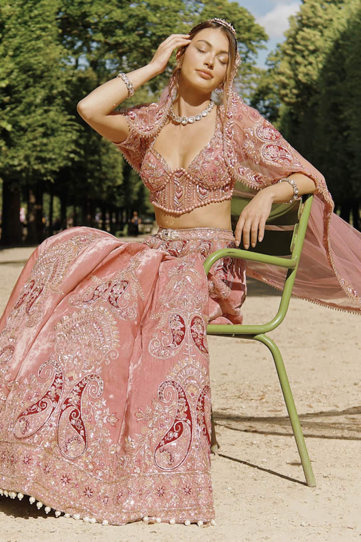 Jigar & Nikita Zardozi Embroidered Paisley Patchwork Bridal Lehenga Set