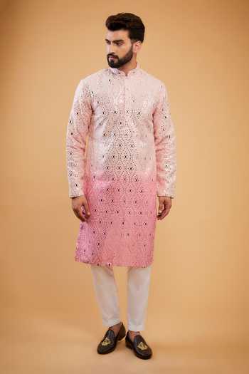 Kasbah Silk Thread Embroidered Ombre Kurta 