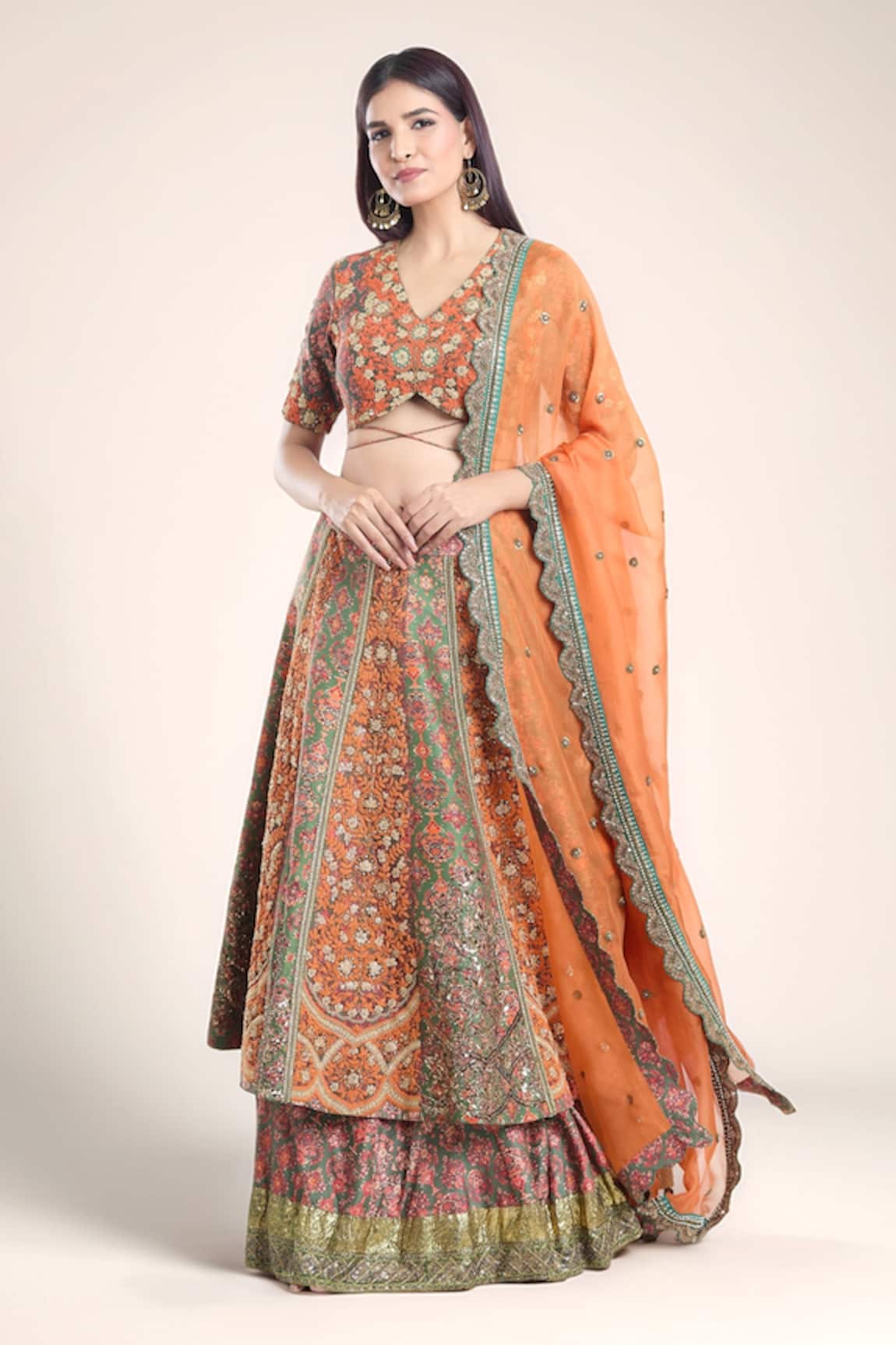 Debyani + CO Floral Embroidered Lehenga Set